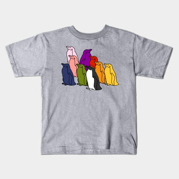 Full Color Penguin Party Kids T-Shirt by ellenhenryart